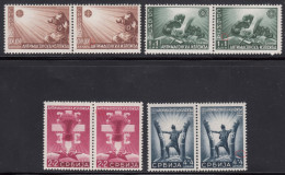 Germany Occupation Of Serbia - Serbien 1942 Anti Masonic Mi#58-61 I - Normal And Hidden Author Sign, Never Hinged Pairs - Occupation 1938-45