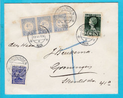 NEDERLAND Brief 1925 Groningen Lokaal Met Port Belast - Covers & Documents