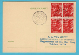 NEDERLAND Briefkaart 1943 's Gravenhage Met Legioenzegel In Blok Van 4 - Cartas & Documentos