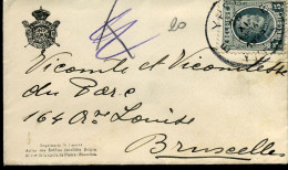 Kleine Envelop "Asile Des Soldats Invalides Belges" Naar Vicomte Et Vicomtesse Du Baré, Bruxelles, Met N° 193 - 1922-1927 Houyoux