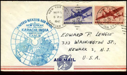 USA - First Flight New York - Karachi, India - 2c. 1941-1960 Cartas & Documentos