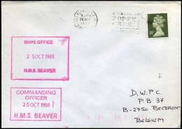 Great-Britain - Cover To Beveren, Belgium - HMS Beaver - Brieven En Documenten