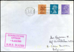 Great-Britain - Cover To Beveren, Belgium - H.M.S. Blazer - Brieven En Documenten