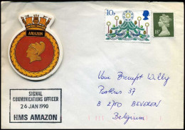 Great-Britain - Cover To Beveren, Belgium - HMS Amazon - Brieven En Documenten