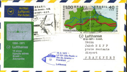 Brasil - Cover To Frankfurt, Germany - Lufthansa, 15 Anos Ligaçao Aérea Brasil-Alemanha - Cartas & Documentos