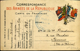 Correspondance Des Armées De La République - Carte En Franchise - Guerre De 1914-18