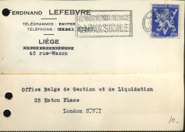 Postkaart : Van Liège Naar London, UK - Tarjetas 1934-1951
