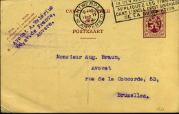 Postkaart : Van Antwerpen Naar Bruxelles -- Avocat A. Valérius - Cartes Postales 1909-1934