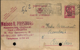 Postkaart : Van Bruxelles Naar Auvelais -- "Maison R. Presburg, Fournitures Générales Pour L'industrie, St-Gilles" - Tarjetas 1934-1951