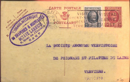 Postkaart : Van Gent Naar Verviers -- "Tissage Mécanique De Draperies & Nouveautés Octave Lammens, Gand" - Cartes Postales 1909-1934