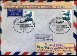 Bundespost - Cover - First Flilght Frankfurt-Bombay-Singapore-Jakarta-Sydney    DC10 - Briefe U. Dokumente