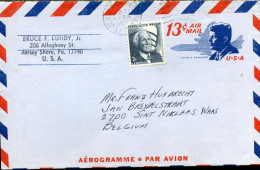 USA - Aerogram To Sint-Niklaas, Belgium - Covers & Documents