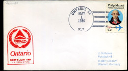 USA - Cover  -  First Flight U.S. Postal Service Ontario, Delta Air Lines - Brieven En Documenten