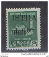 ISTRIA  OCC. JUGOSLAVA:  1945  SOPRASTAMPATO  -  50 C./25 C. VERDE  N. -  SASS. 23 - Yugoslavian Occ.: Istria