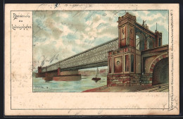 Lithographie Ludwigshafen / Rhein, Rheinbrücke  - Ludwigshafen