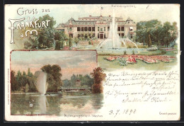 Lithographie Frankfurt-Westend, Palmengarten Mit Wasserspiel & Weiher  - Frankfurt A. Main