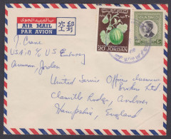 Jordan 1970 Used Airmail Cover US Embassy, Amman To Officers' Insurance, England - Jordan