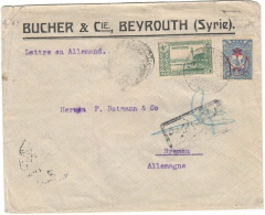 Lebanon WW1 Beirut Cover Mailed To Germany 1918 Censor. Negative Postmark. Ottoman Turkey - Lebanon