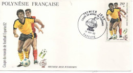 FDC  POLTNESIE FRANCAISE     SPORT  COYPE DU MONDE DE FOOBALL  CATALOGUE YVERT      PA   N°  168  1982 - FDC