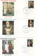 FDC  POLTNESIE FRANCAISE     FOLKLORE POLYNESIEN   CATALOGUE YVERT     N°  121/3 1982 - FDC