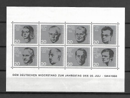 Germany 1964 The 20th Anniversary Of The Assassination Attempt On Hitler MS MNH - Unused Stamps