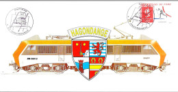 D364 - CARTE DE HAGONDANGE DU 26/05/91 - BAPTEME D'UNE LOCOMOTIVE BB - Cachets Commémoratifs