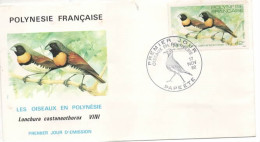 FDC  POLTNESIE FRANCAISE  OISEAUX EN POLYNESIE  CATALOGUE YVERT     N°  189 1982 - FDC