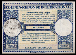 BARBADOS Lo16n  18 CENTS International Reply Coupon Reponse Antwortschein Cupon Respuesta  IRC IAS  G.P.O. 28.12.56 - Barbados (1966-...)