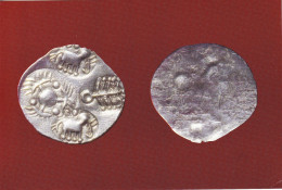 INDIAN COINAGE-PUNCH MARKED- ANDHRA JANAPADA-4th-5th CENT. BC. SILVER- VINTAGE PPC- DELHI MUSEUM, INDIA - NMC2-21 - Monnaies (représentations)