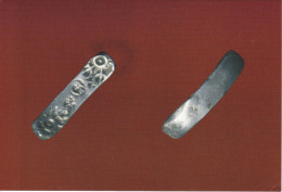 INDIAN COINAGE-BENT BAR- GANDHARA JANAPADA-6th CENT. BC. SILVER- VINTAGE PPC- DELHI MUSEUM, INDIA - NMC2-21 - Monnaies (représentations)