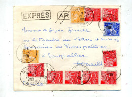 Lettre Expresse Cachet Alger Sur Agriculture + Marseille  Montpellier - Algerien (1962-...)