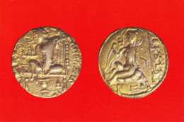 INDIAN COINAGE-DINAR-CHANDRAGUPTA-II, COUCH TYPE-385-414- AD-GOLD- VINTAGE PPC- DELHI MUSEUM, INDIA - NMC2-22 - Monete (rappresentazioni)