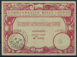 BARBADOS  Co9  20 / 6 CENTS  Commonwealth Reply Coupon Reponse Antwortschein Cupon Respuesta  IRC IAS  G.P.O. 03.12.73 - Barbados (1966-...)