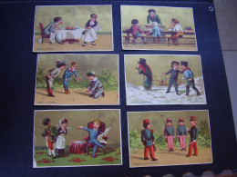 Lot Old Chromos Dorés Simili Liebig *** Temps De La Conjugaison  - Présent - Imparfait - Passé *** - Albums & Catalogues