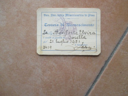 1951 Ven.Arcc.della Misericordia Di PISA TESSERA Riconoscimento In Qualità Di Sorella - Mitgliedskarten