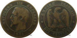 France - Second Empire - 10 Centimes Napoléon III, Tête Nue 1855 B Ancre - TB/VF20 - Fra4541 - 10 Centimes