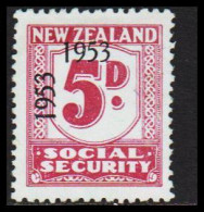 1953. New Zealand. NEW ZEALAND SOCIAL SECURITY 5 D. Overprinted 1953 Two Times. No Gum. - JF547481 - Fiscaux-postaux