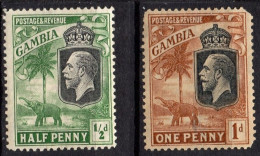 GAMBIA/1922-27/MH/SC#102-3/ KING GEORGE V / KGV / ELEPHANT / PARTIAL SET - Gambia (...-1964)
