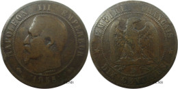 France - Second Empire - 10 Centimes Napoléon III, Tête Nue 1855 D Ancre - TB/VF20 - E0336 - 10 Centimes