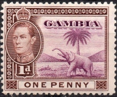 GAMBIA/1938-46/MH/SC#133/ KING GEORGE VI / KGVI / ELEPHANT / 1p BROWN & RED VIOLET - Gambia (...-1964)
