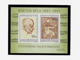 HUNGARY 1981 The 100th Anniversary Of The Birth Of Bela Bartok - IMPERF. MINISHEET MNH (NP#141-P05) - Nuevos