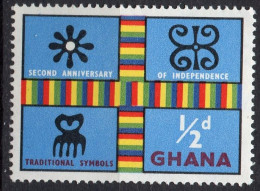 GHANA/1959/MNH/SC#42/ 2ND INDEPENDENCE ANNIV/ 1/2p TRADITIONAL SYMBOLS - Ghana (1957-...)