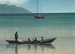 Post Card Seychelles - Profile Of Silhouette Island Boat Ships Canoe - Seychelles