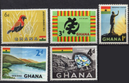 GHANA/1959/MNH/SC#49, 51, 53-4, 55 MH/ BIRDS / DIAMOND / STATUE/ SHORT SET - Ghana (1957-...)