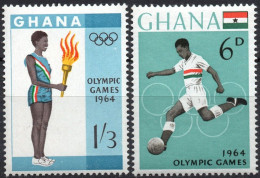 GHANA/1964/MNH/SC#183-4/18TH. SUMMER OLYMPIC GAMES , TOKYO/ SPORTS/ SHORT SET - Ghana (1957-...)