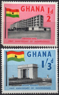 GHANA/1958/MH/SC#17, 19/ 1ST ANNIV. OF INDEPENDENCE/ NATL. MONUMENT / SHORT SET - Ghana (1957-...)