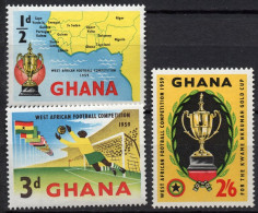 GHANA/1959/MNH/SC#61, 63, 65/ WEST AFRICAN SOCCER COMPETITION/ SPORTS / SHORT SET - Ghana (1957-...)