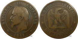 France - Second Empire - 10 Centimes Napoléon III, Tête Laurée 1865 A - TB/VF30 - Fra4925 - 10 Centimes