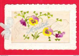 Brodee-296A109  AMITIE, Bouquet De Fleurs, Carte Double - Brodées