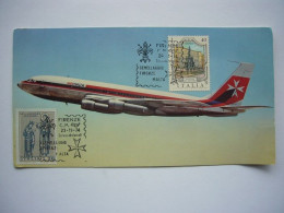 Avion / Airplane / AIR MALTA / Boeing 720B / Airline Issue / Carte Maximum / Size : 10X19cm - 1946-....: Ere Moderne